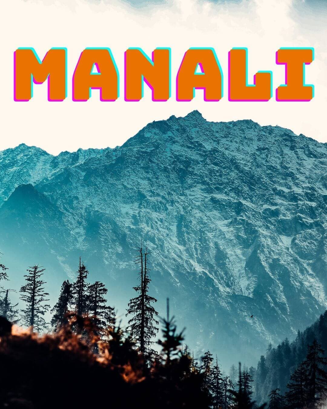 Snow-capped peak above a pine forest near Manali, Himachal Pradesh