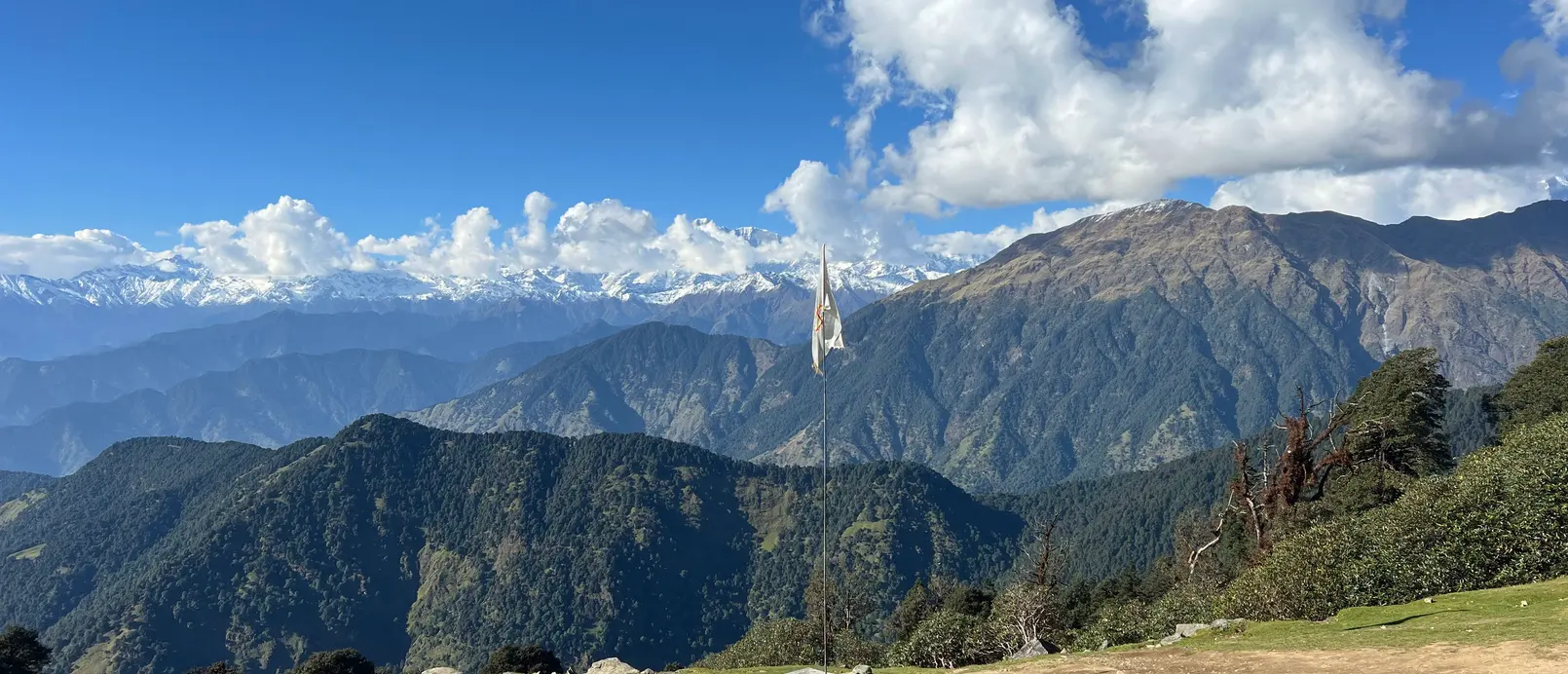 Clouds rolling over the Himalayan ridgeline near Chandrashila