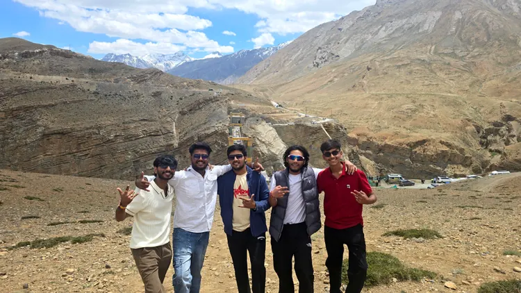 A TripoMusafir group above the Spiti Valley road