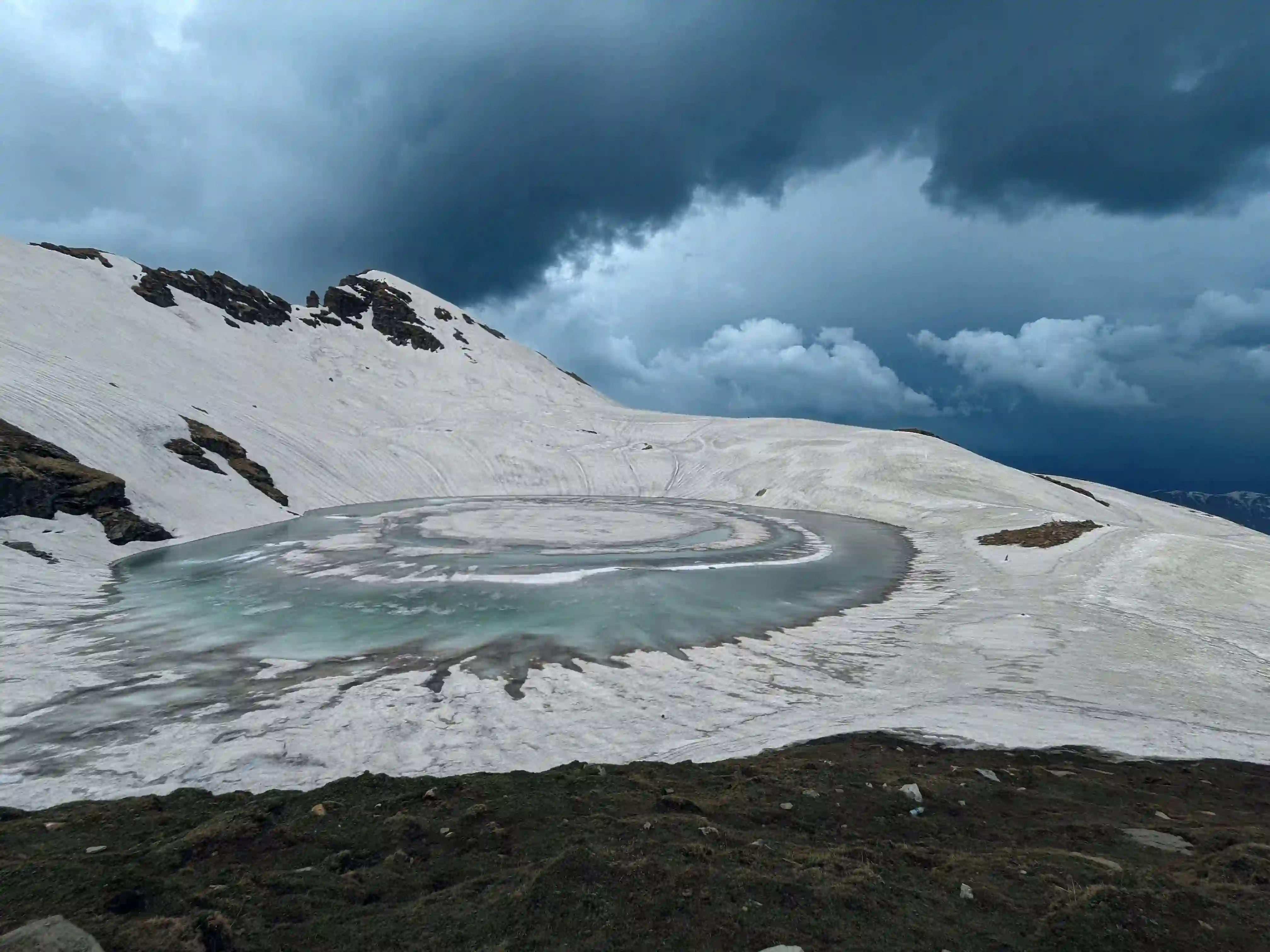 Panoramic view of the Pir Panjal range from the Bhrigu Lake trail