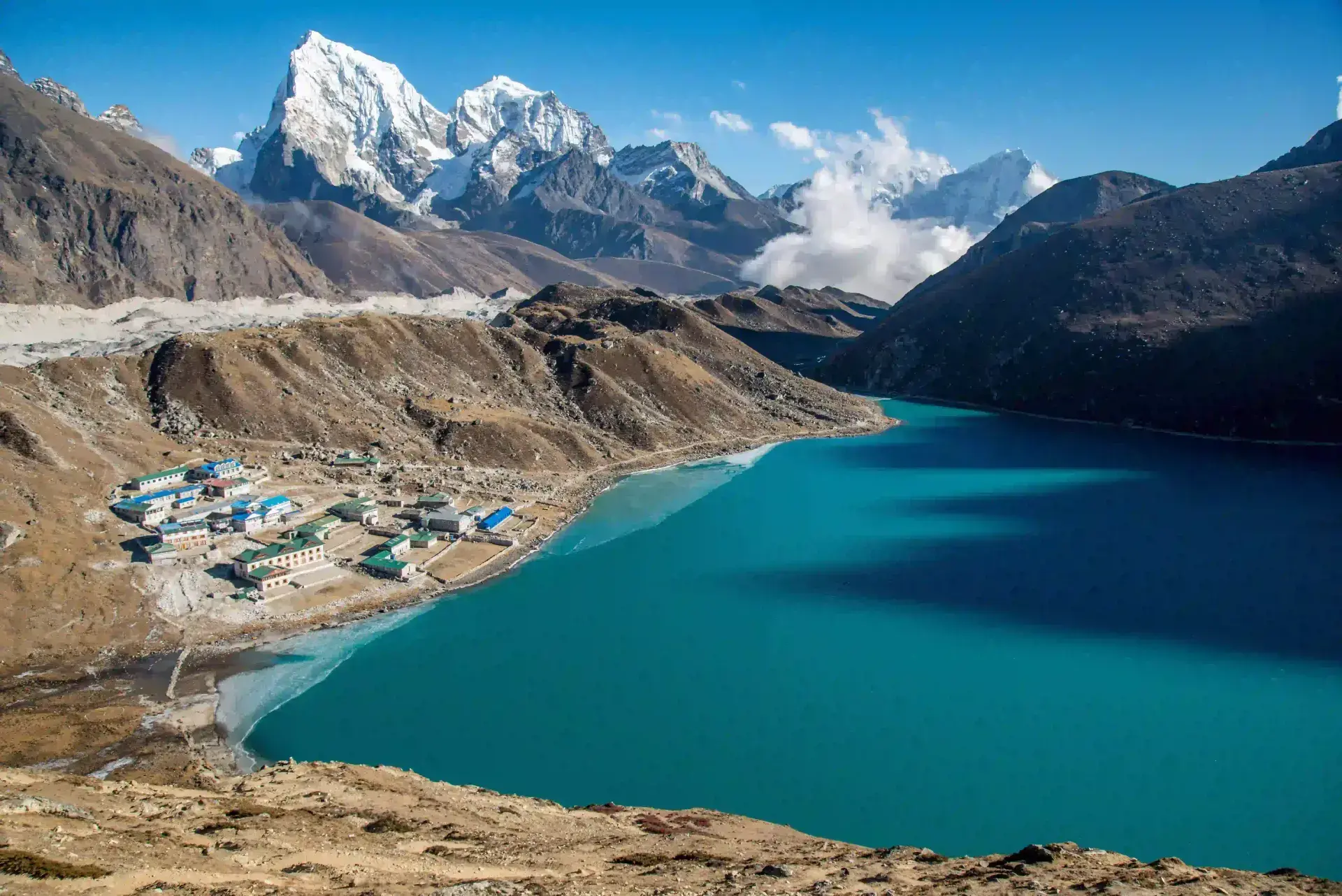 Campsite with mountain views on the Bhrigu Lake trek