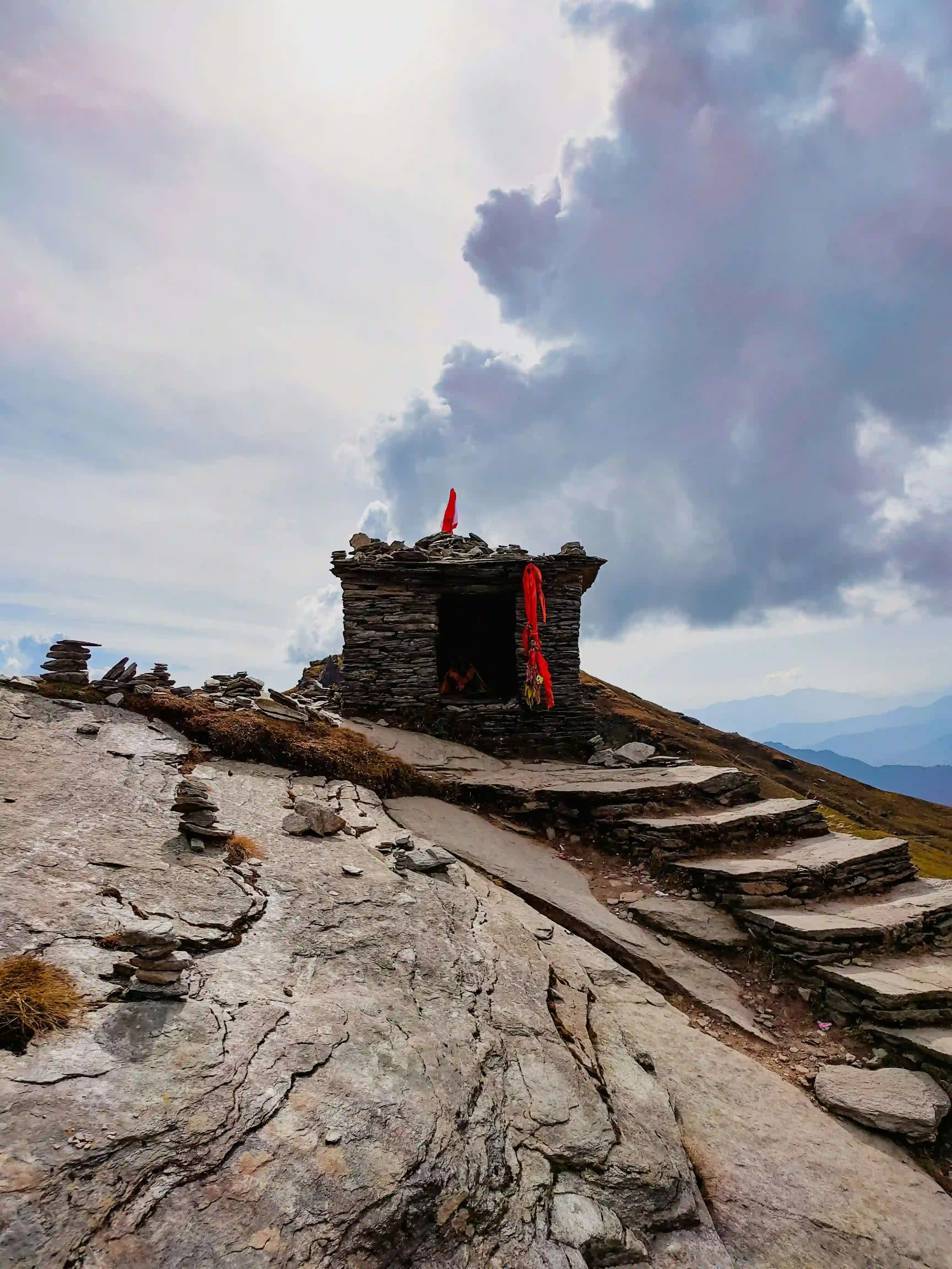 Trekker on the trail to Tungnath, the world's highest Shiva temple