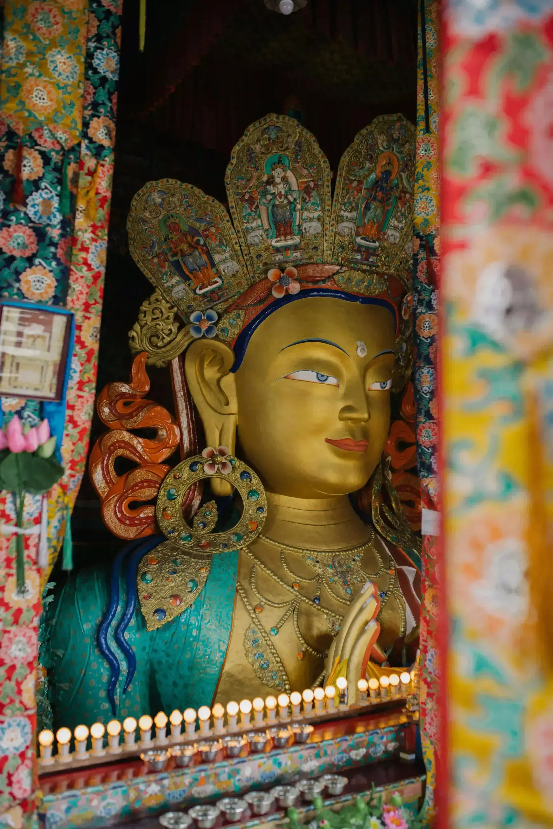 Traveler at Shanti Stupa overlooking Leh