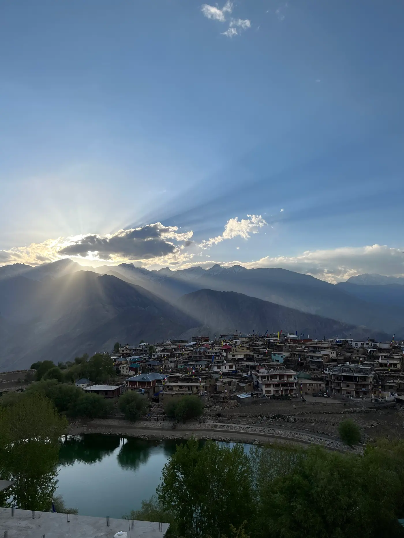 A Spiti Valley village lit by the evening sun