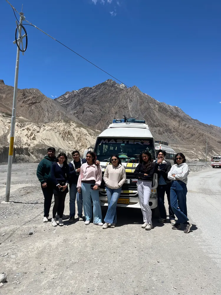 TripoMusafir group with their travel vehicle in the Spiti Valley